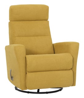 Mango keinuva ja py&ouml;riv&auml; nojatuoli - recliner mekanismituoli Mine 133 keltainen kangas