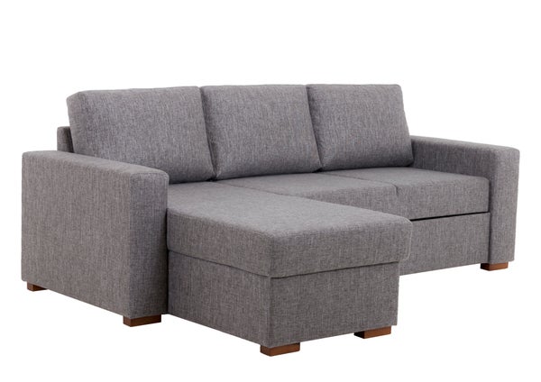 Rita harmaa divaanivuodesohva. Divaani edest&auml; katsottuna vasemmalla.